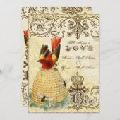 Bee Happy  - Huwelijksuitnodiging Kaart (Voorkant / Achterkant)