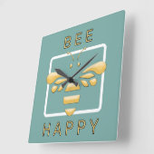 Bee Happy Jote Honeybee Apiarist Honey Horloge (Angle)