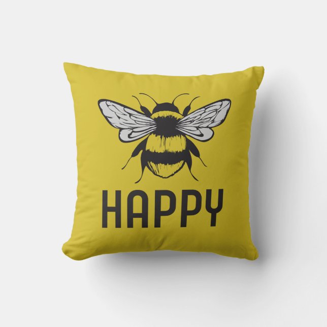 Bee Happy Kussen (Voorkant)