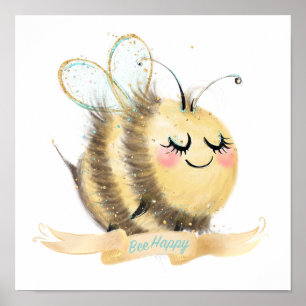 Bee Happy Nursery Poster