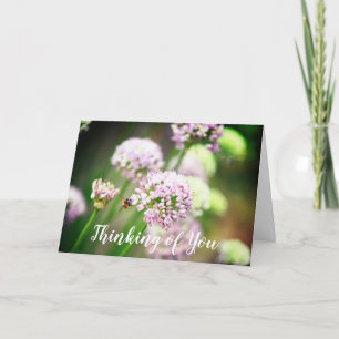 Bee Happy Paarse Diagonaal Allium Bloemen Denken Kaart