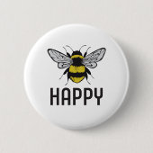 Bee Happy Ronde Button 5,7 Cm (Voorkant)