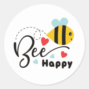Bee Happy Ronde Sticker