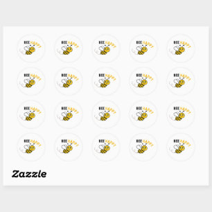 Bee Happy Script Ronde Sticker