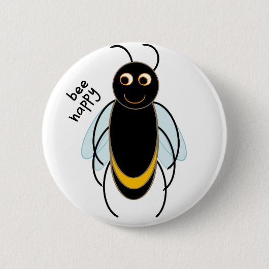 Bee Happy - Smiling Bee Ronde Button 5,7 Cm (Voorkant)