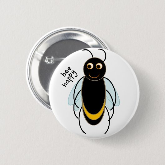 Bee Happy - Smiling Bee Ronde Button 5,7 Cm (Voorkant /achterkant)