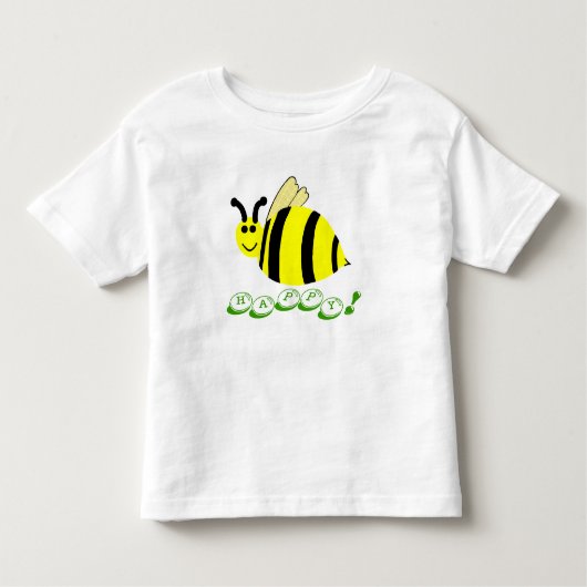 Bee Happy Smiling Yellow Bumble Bee Snoep Bits Kinder Shirts (Voorkant)