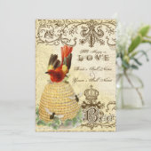 Bee Happy Vintage - Faire-part de mariage (Debout devant)