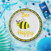 Bee Happy Yellow Bumble Papieren Bordje (Feest)