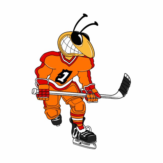 Bee Hockey Player Staand Fotobeeldje (Voorkant)