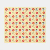 Bee Honey And Flower Fleece Deken (Voorkant (Horizontaal))