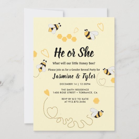 Bee Honey Hij of Zij Geslacht Onthullen Kaart (Voorkant)