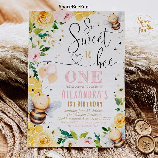 Bee Honey Invitation Anniversaire Girl So Sweet to
