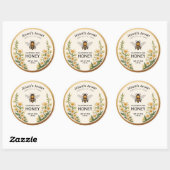 Bee Honey Jar Sticker Label  Witte Bloemen (Vel)