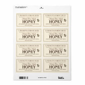 Bee Honey Label Hand gebotteld Raw Verzending (Full Sheet)