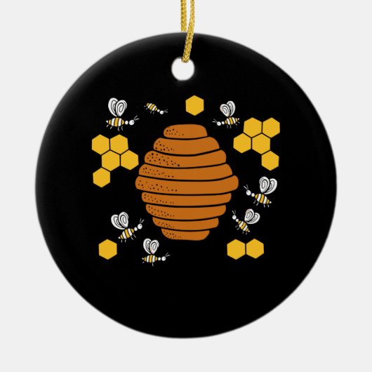 Bee Honeycomb Keramisch Ornament (Voorkant)