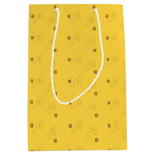 Bee Honeycomb Pattern Medium Cadeauzakje (Voorkant)