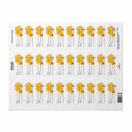 Bee & Honeycomb Retouradreslabel Etiket (Full Sheet)