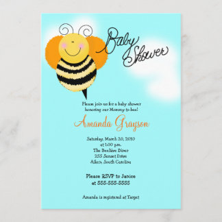 Bee Hop Bumble Bee Baby shower Invitation 5x7