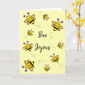 Bee Joyous Whimsical Floral Carte de voeux pliée (Fleur jaune)