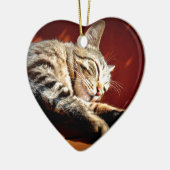 Bee kat tigré keramisch ornament (Links)