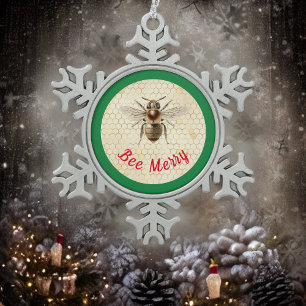 Bee Kerstae Tin Sneeuwvlok Ornament