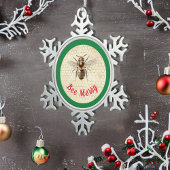 Bee Kerstae Tin Sneeuwvlok Ornament