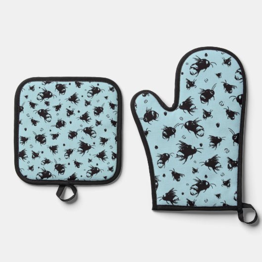 Bee Keuken Set: Oven Mitt & Pot Houder Gift Ovenwant & Pannenlap Set (Voorkant)