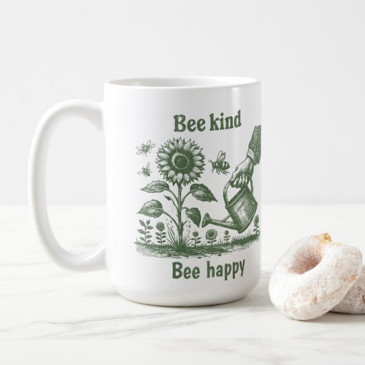Bee Kind Bee Happy for Environmental educators Koffiemok (Met donut)