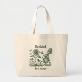Bee Kind Bee Happy Vintage Sunflower Grote Tote Bag