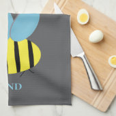 Bee Kind Grijs Blauw Theedoek (Quarter Fold)