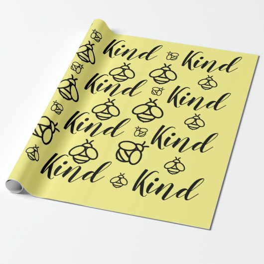 Bee Kind, personaliseer achtergrondkleur Cadeaupapier (Uitgerold)