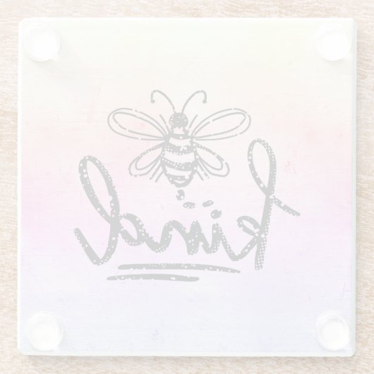 Bee Kind Rainbow Ombre Glazen Onderzetter (Achterkant)