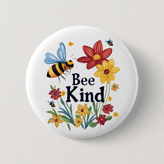 Bee Kind Ronde Button 5,7 Cm (Voorkant)
