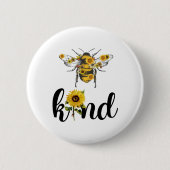 Bee Kind Sunflower Ronde Button 5,7 Cm (Voorkant)