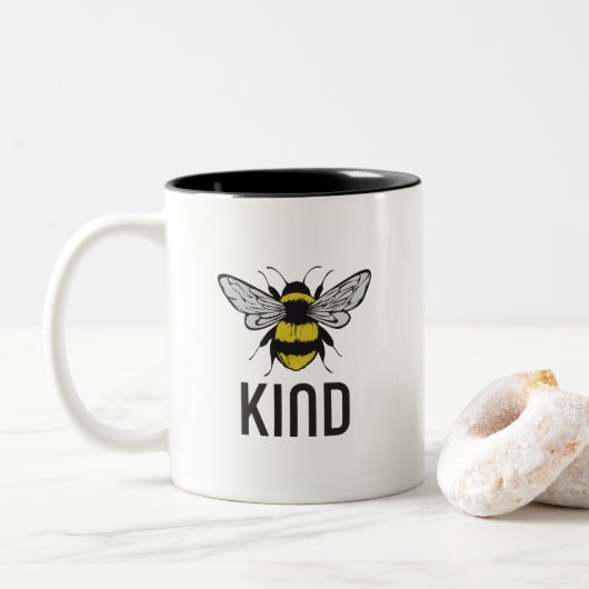 Bee Kind Tweekleurige Koffiemok (Met donut)