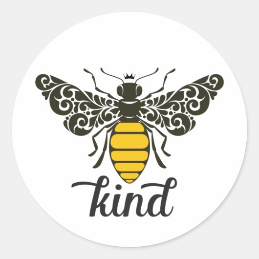 Bee Kind | Wees vriendelijk |  bijen Ronde Sticker (Voorkant)