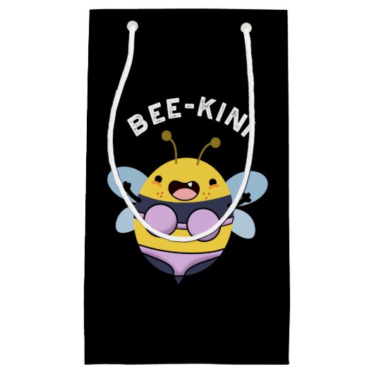 Bee-kini Funny Bee Puns Donker BG Klein Cadeauzakje (Voorkant)