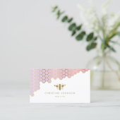 Bee logo Honingraat Gradient Blush Pink Visitekaartje (Staand voorkant)