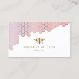 Bee logo Honingraat Gradient Blush Pink Visitekaartje