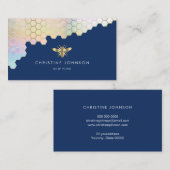 Bee logo op blauwe achtergrond visitekaartje (Voorkant / Achterkant)