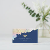 Bee logo op blauwe achtergrond visitekaartje (Staand voorkant)