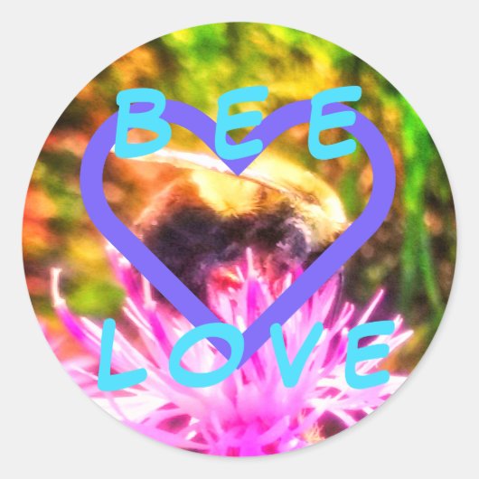 BEE LOVE long autocollant rond (Devant)