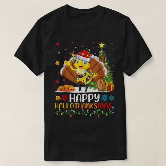 Bee Lover Funny Happy Bee HelloThanksMas T-Shirt (Design devant)
