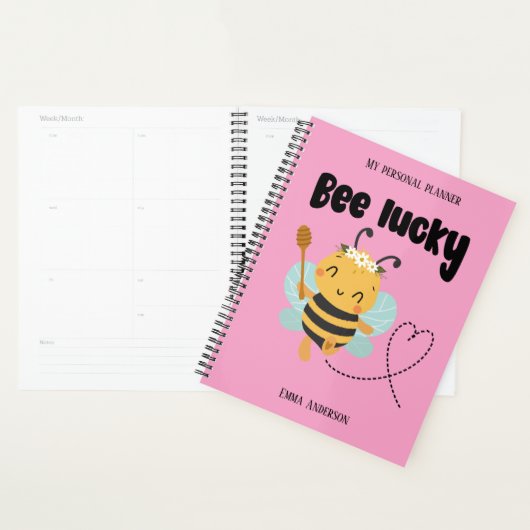 "Bee lucky" Schattigee persoonlijke naam Planner (Display)
