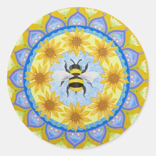 Bee Mandala sticker van Soozie Wray (Voorkant)