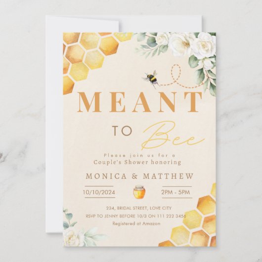 Bee Meant to Bee Couples Douche Code Bruids Kaart (Voorkant)