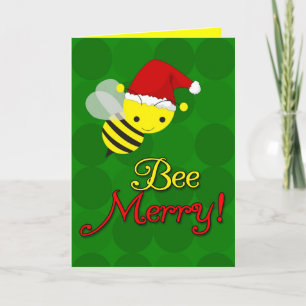 Bee Merry Cute Bumblebee kerstkaarten Feestdagen Kaart