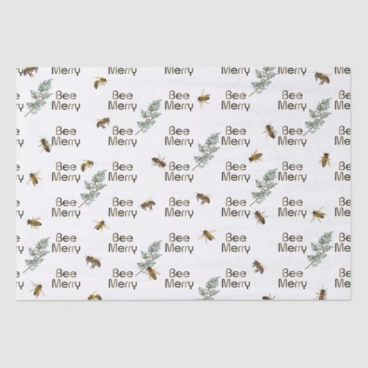 Bee Merry Evergreen Christmas Holiday Tissue Paper Tissuepapier (Voorkant)