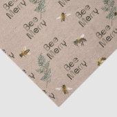 Bee Merry Evergreen Kraft Vakantie Kerstmis Tissuepapier (Detail)